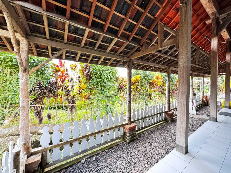Traditional Javanese veranda with tropical garden